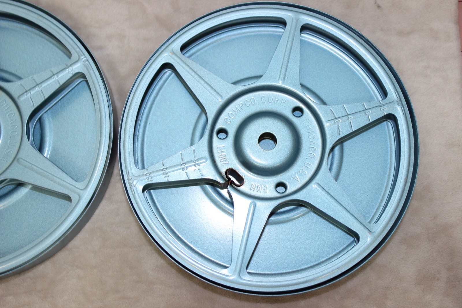 8 mm Reels and Canisters Compco 200 Feet Empty Blue Lot of 4