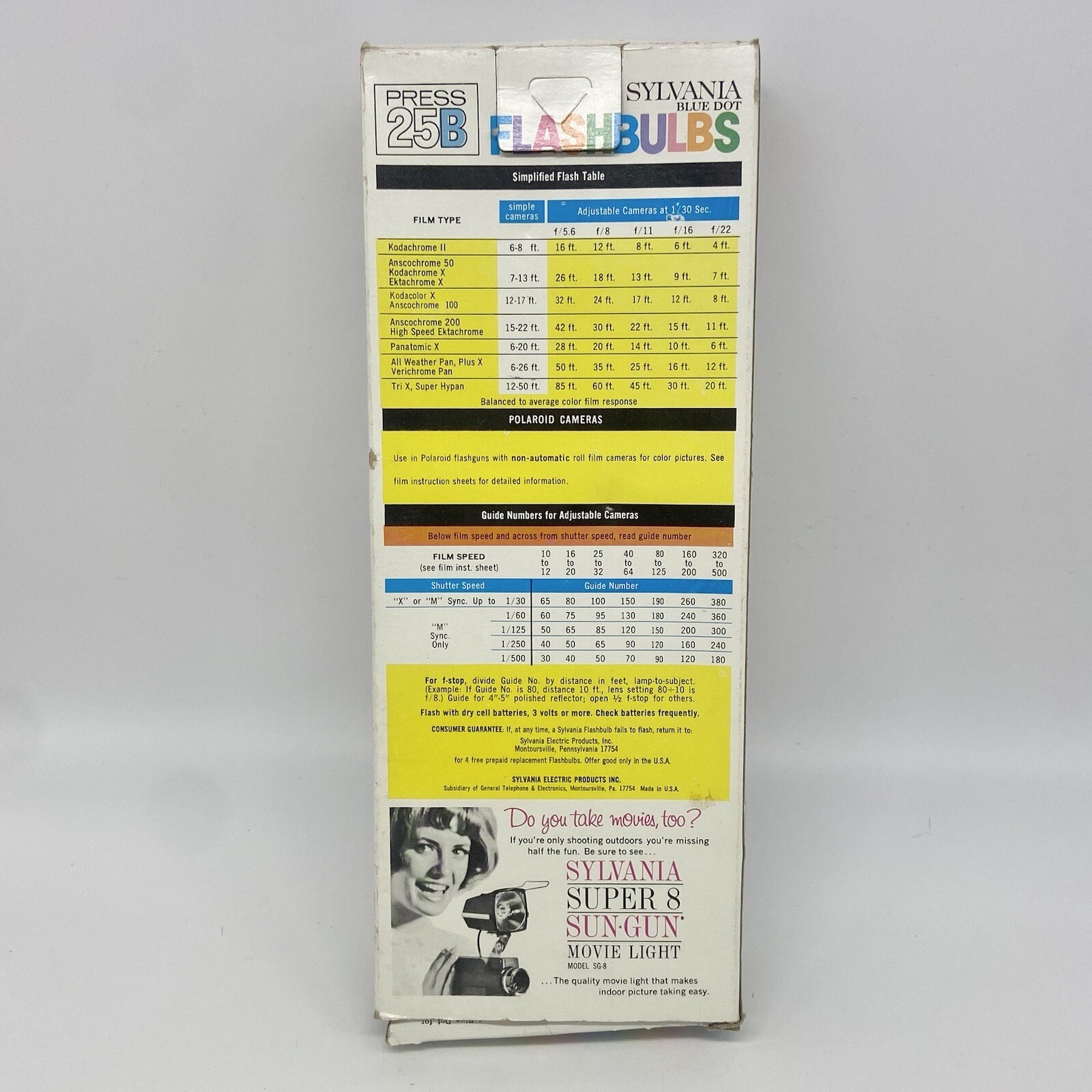 Sylvania Blue Dot Press 25B Vintage Camera Photo Flash Bulbs Box of 12 NOS