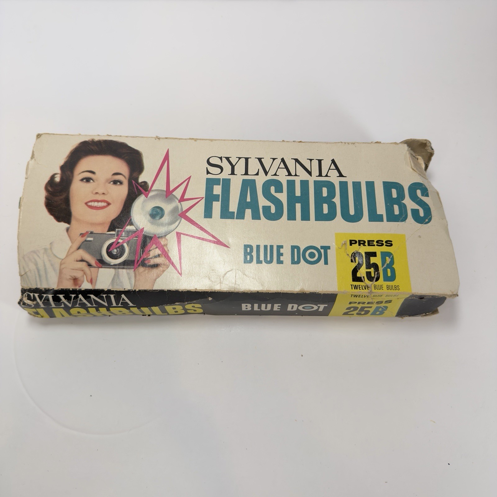 Vintage Sylvania Blue Dot Press 25B Flashbulbs 10 New Bulbs w/ Original Box