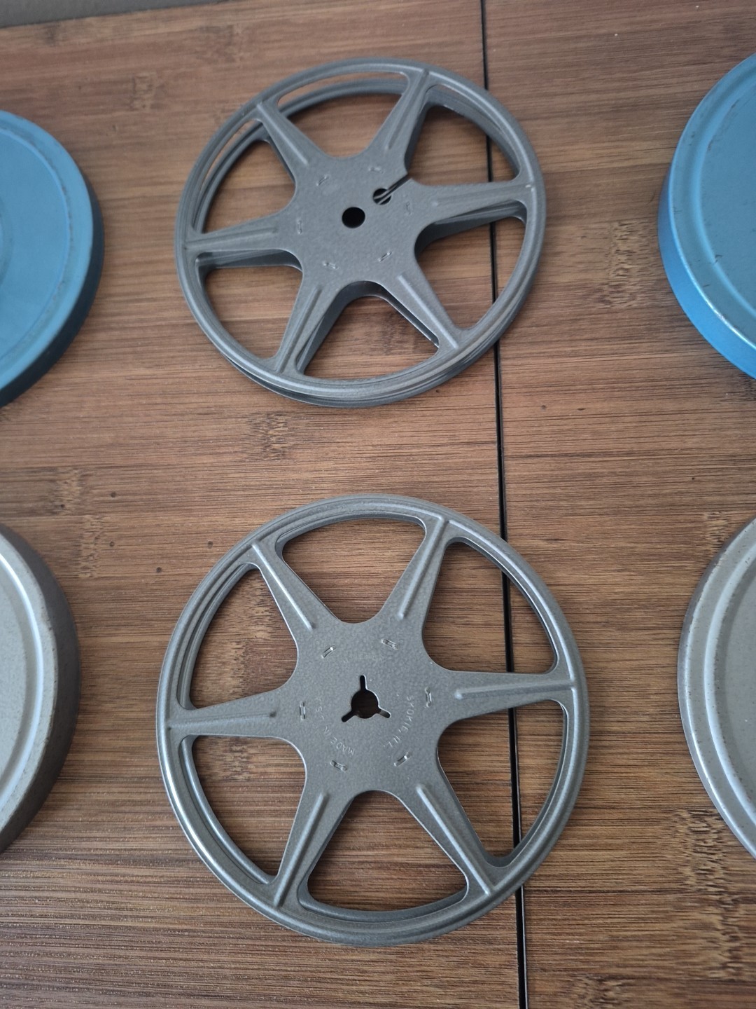 Vintage One 8mm 200 Ft 5 Inches Metal Movie Reels with Metal Case