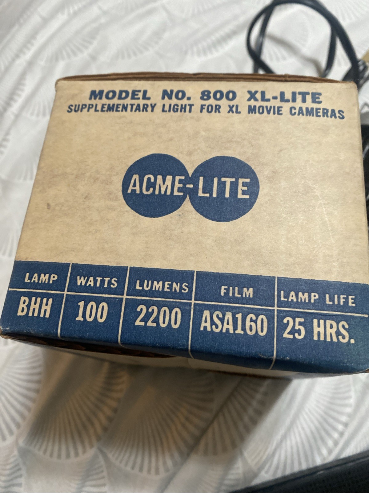 Vintage ACME-LITE Top Mount Movie Camera Light Model No 800 XL-LITE Works