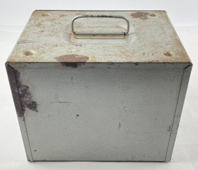 Brumberger 12 8mm Film Reel Storage Case Metal Home Movie Carry Box 1950s
