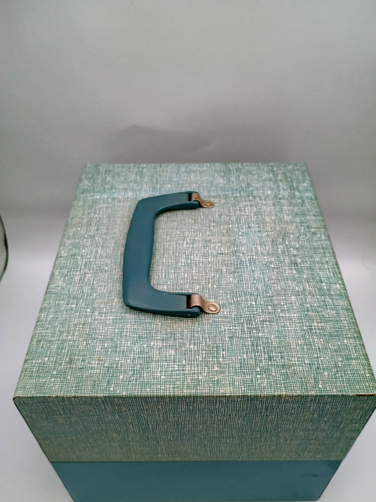 Vintage Metal Blue Movie Reel Chest Box 12 Slot Film Storage Case