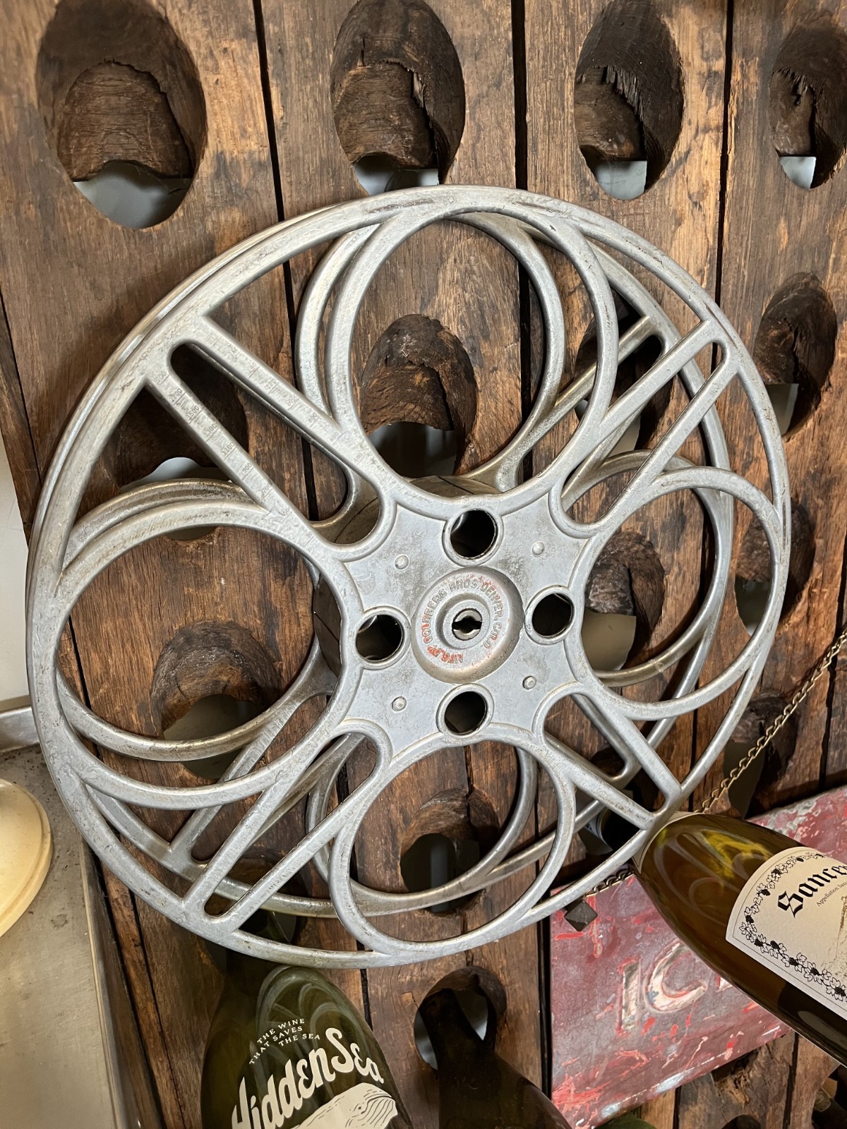 Vintage Goldberg Bros. 15″ Movie Reel 4 holes – Denver Co. Cast Aluminum