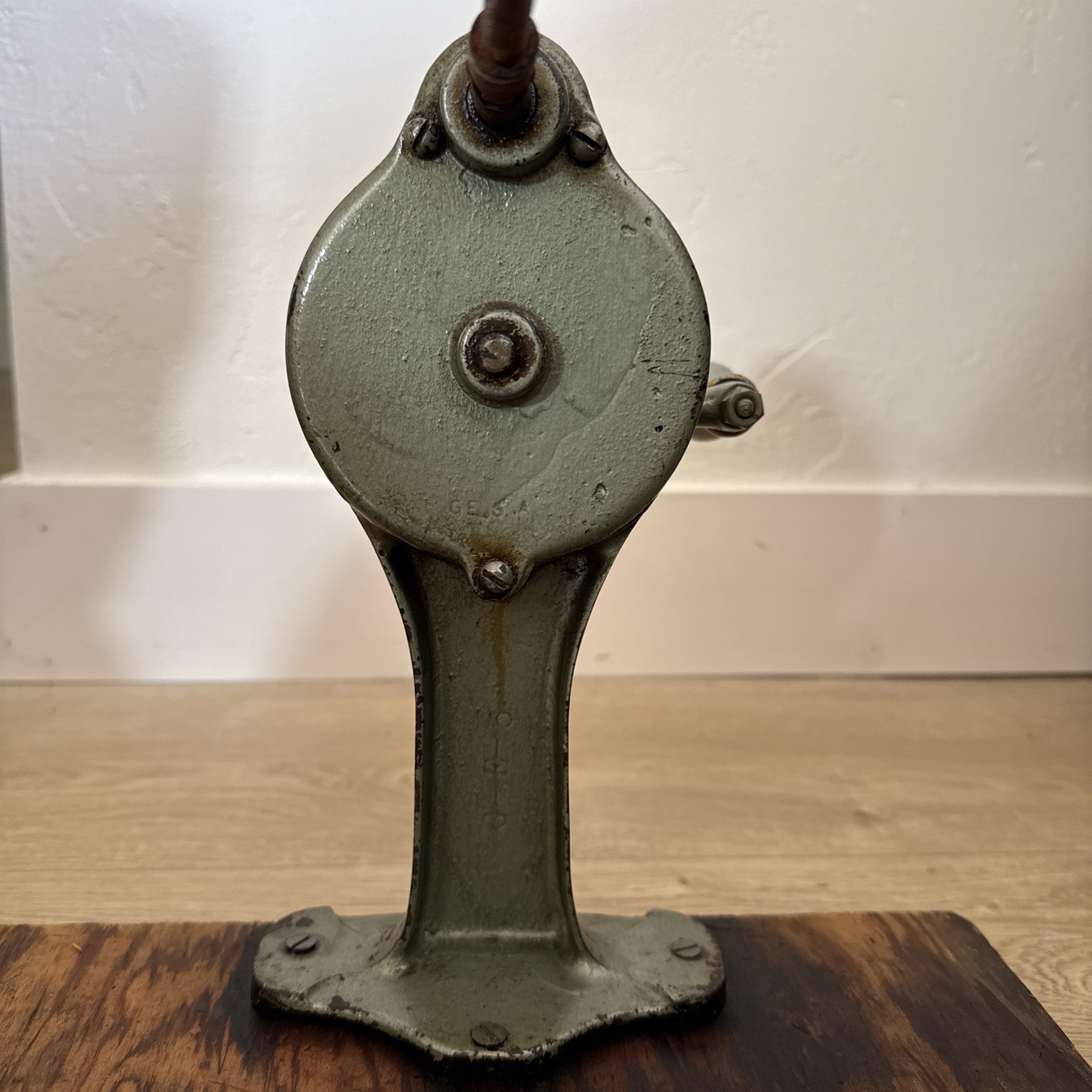 Antique Neumade Everwear Cast Iron Manual Film Rewinder Working and Mounted