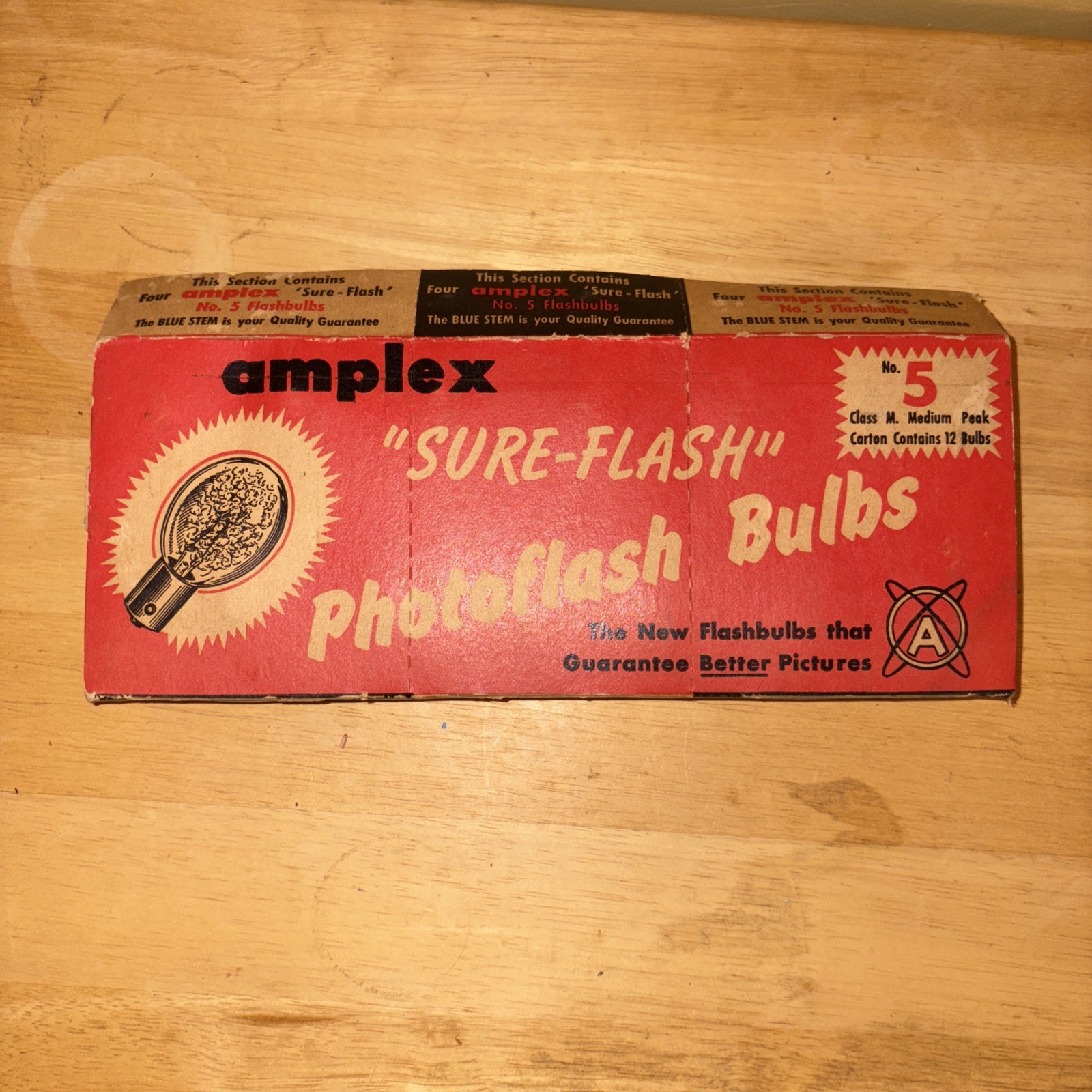 Amplex “Sure-Flash” Photoflash Bulbs No. 5, Class M flashbulbs Dozen Not Tested