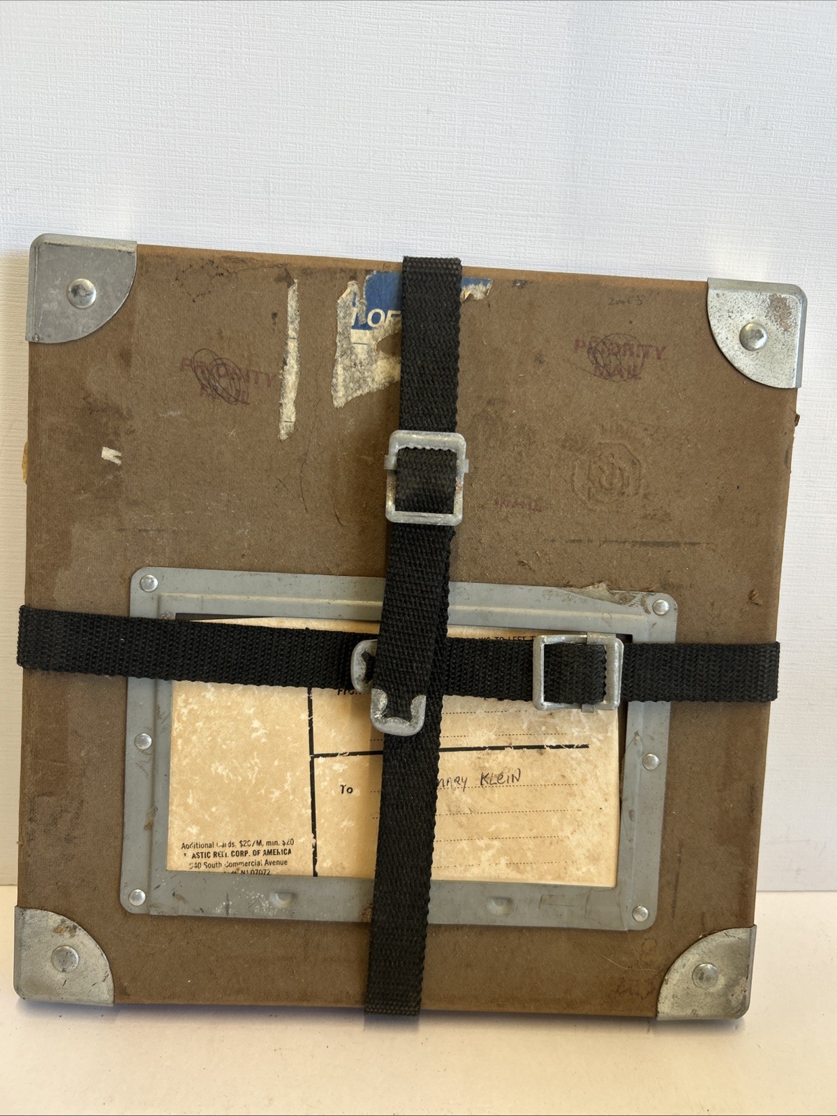 Vintage Film Reel Shipping Box Mid Century 16mm Fiberboard Strap 10” X 10”