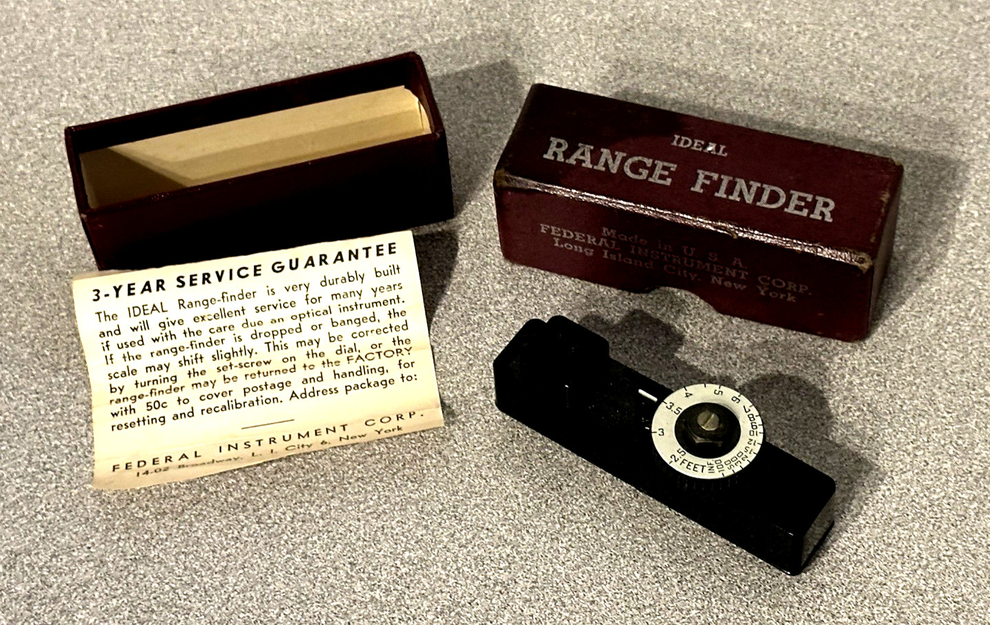 VINTAGE IDEAL RANGE FINDER Federal Instrument Corp made in USA W/ Box