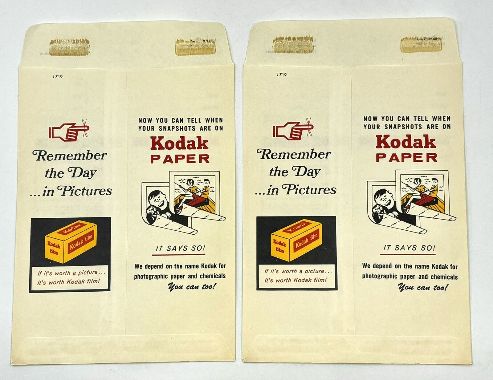 Vintage Kodak Film Developing Prints Negatives Envelopes Paper Lot of 2 Unused