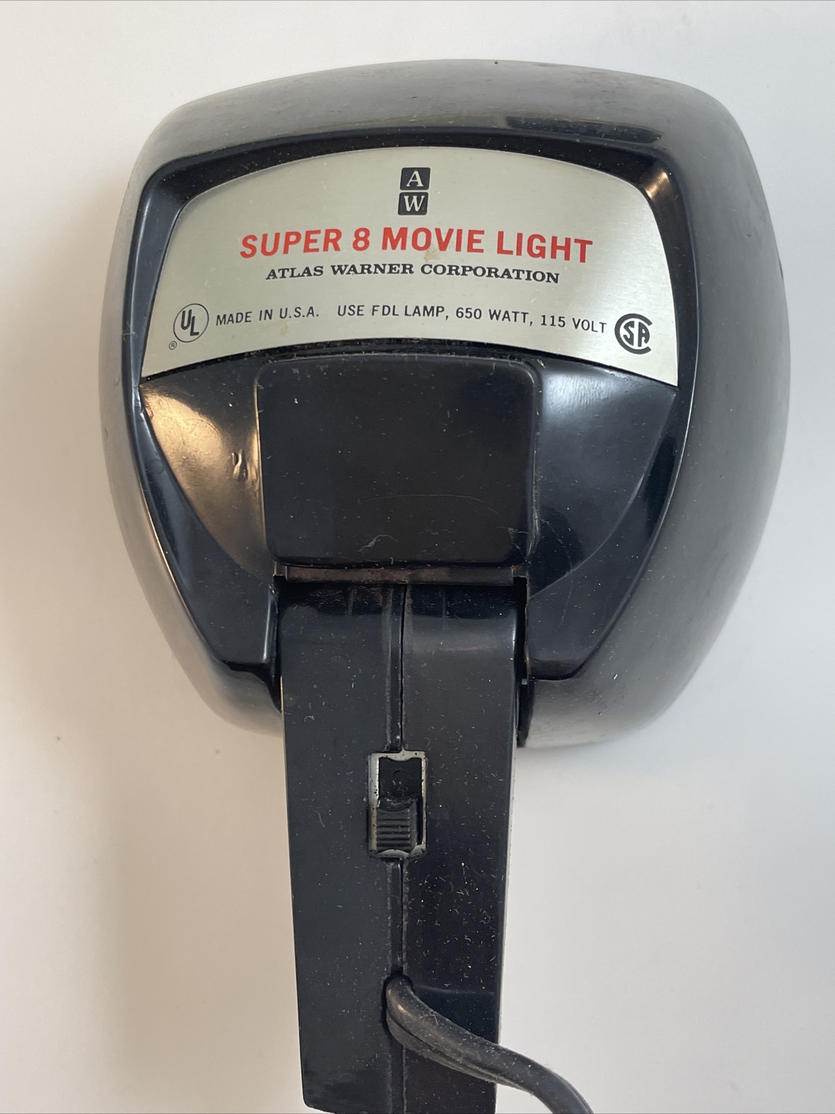 Vintage Super 8 Movie Light Model 855 w/ Box Atlas Warner Sealed Beam Works!
