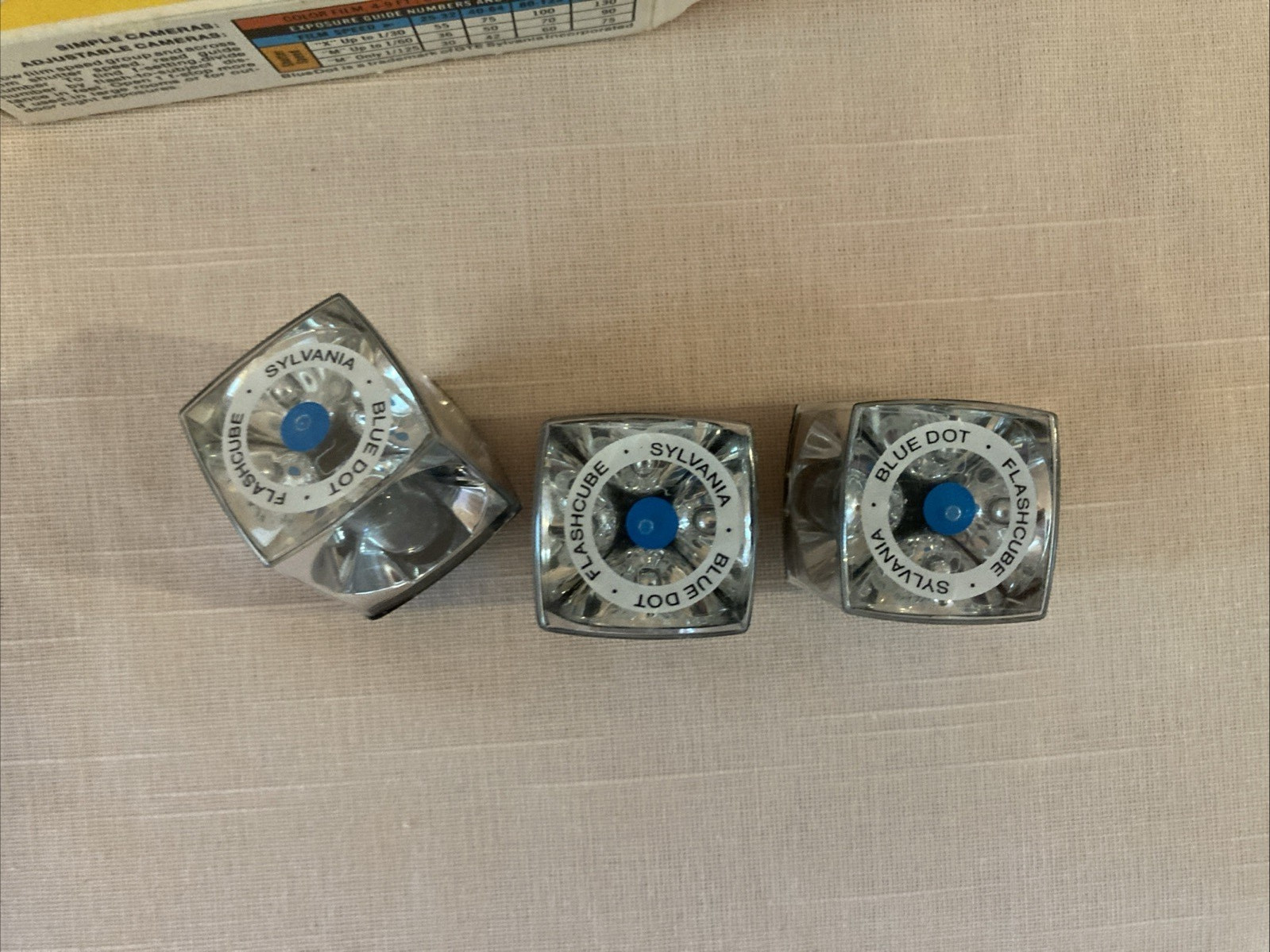 Sylvania Blue Dot Flash Cubes Vintage 3 Pk Camera Flash GTE Products USA