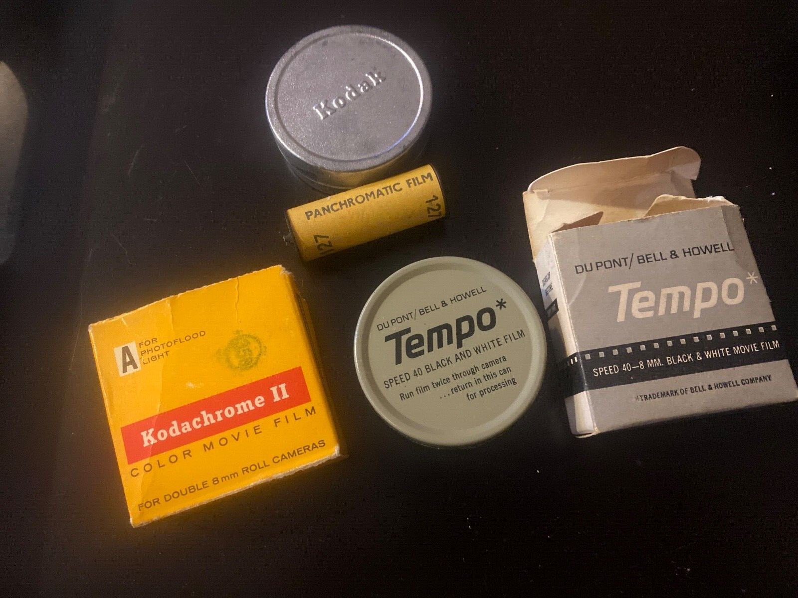 Vintage Film Items, Tempo Bell & Howell, Kodakempty Box, Panchromatic/Lens Gauge