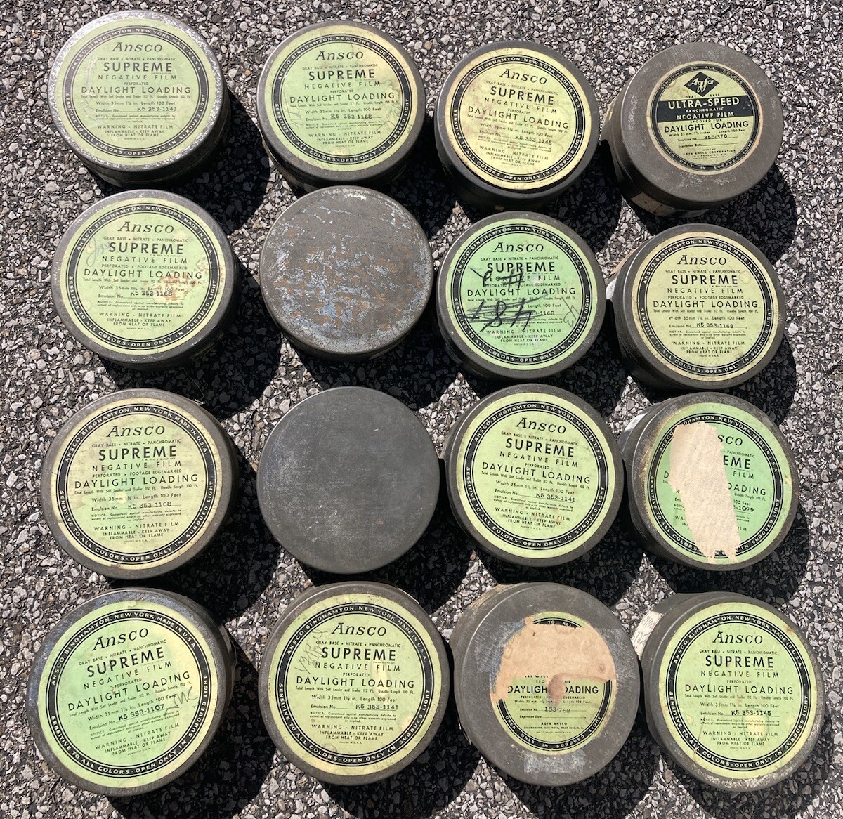Vintage Agfa Ansco 4″ Tin Negative Film Canister 35mm 100FT with Reel Lot of 16