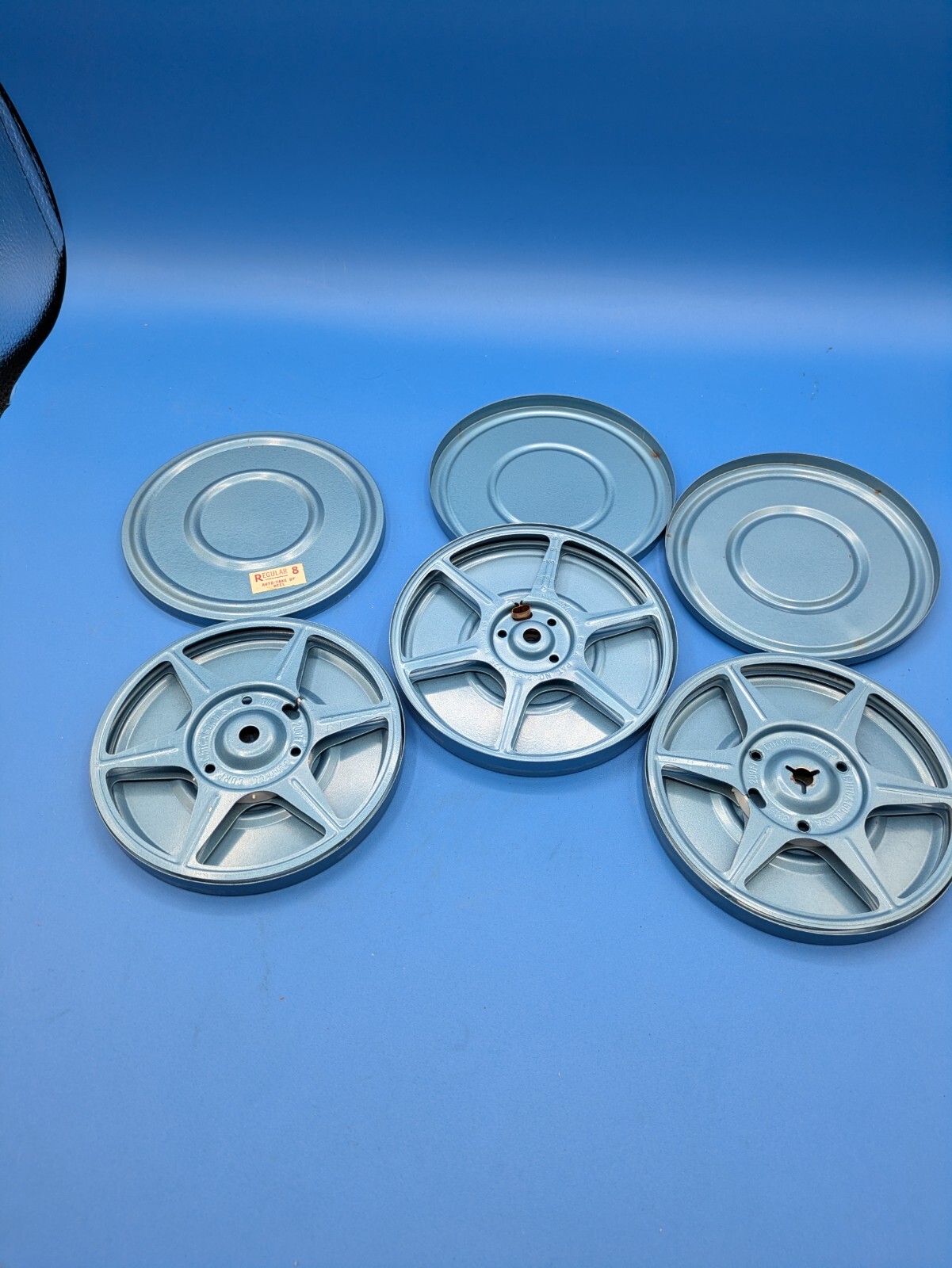 Lot of 3 Vintage Compco Metal Film Movie Reels & Canister Case