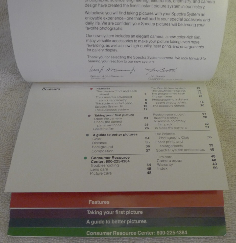 Polaroid Spectra Onyx Black Hard Case AND Operating Owner’s Manual
