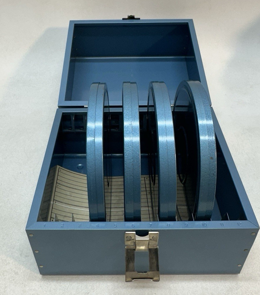 Bruce Dual 8mm Film Storage Case 12 Slot 4 Metal Reel Canister Korvette Scherer