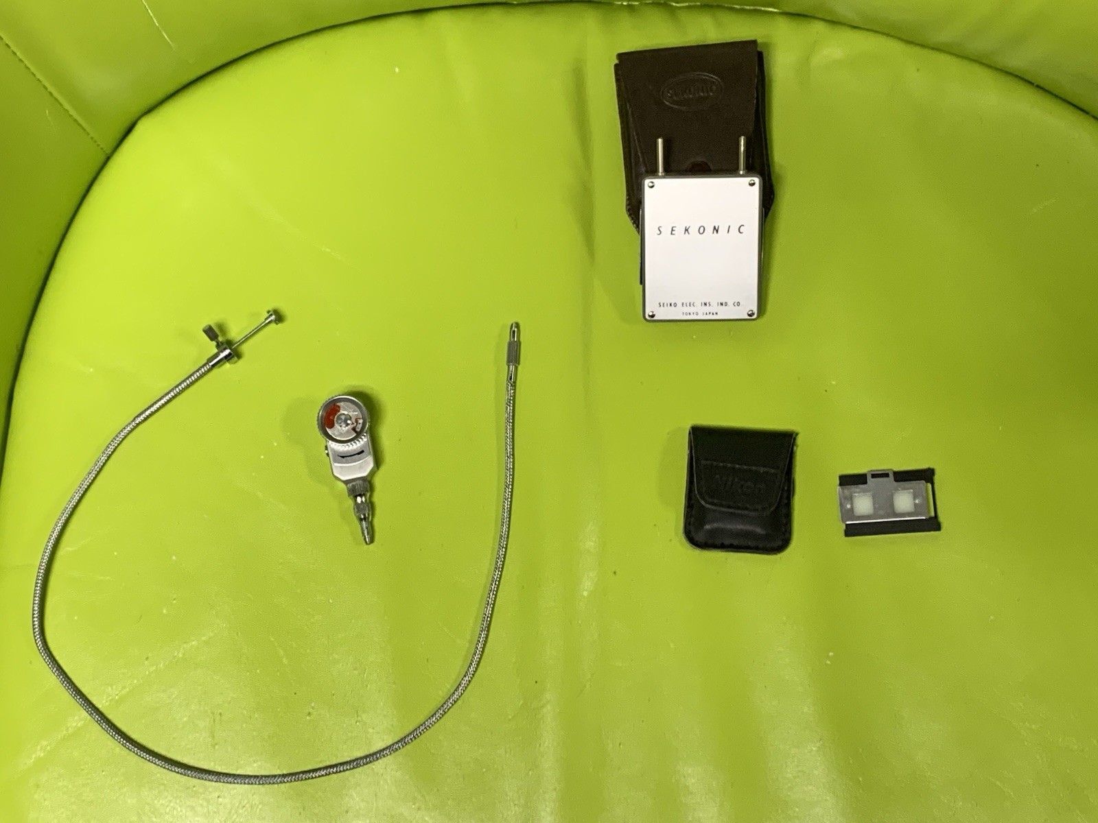 Vintage Camera Lot w/ LPL Silver Self Timer + Cable + Light Meter + Stereoscopic