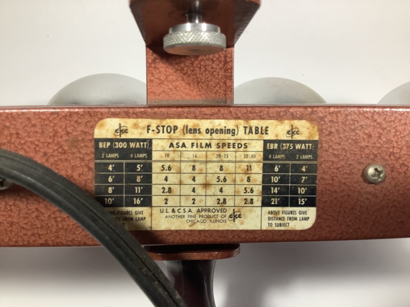 Vintage CKC Sunset K89 Home Movie Light Bar with Four Bulbs