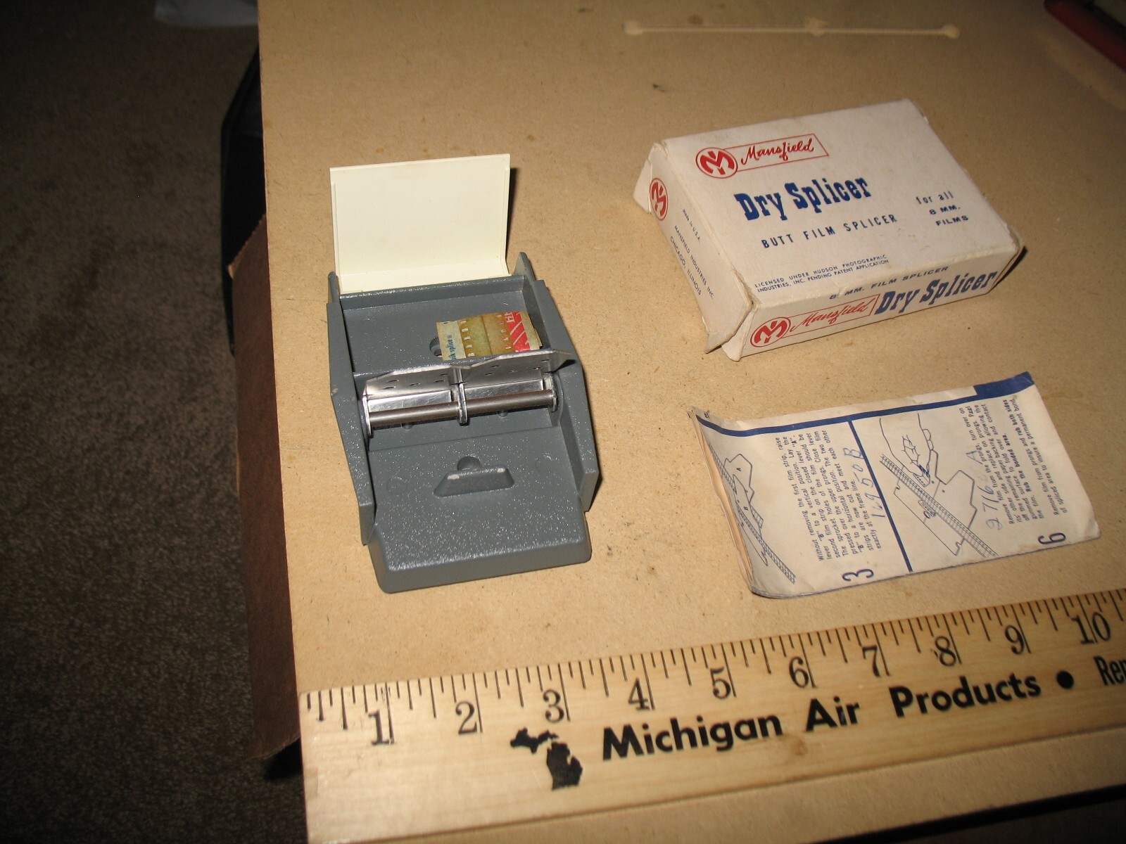 VTG MANSFIELD DRY SPLICER BUTT FILM SPLICER FOR ALL 8mm FILMS LIGHTLY USED