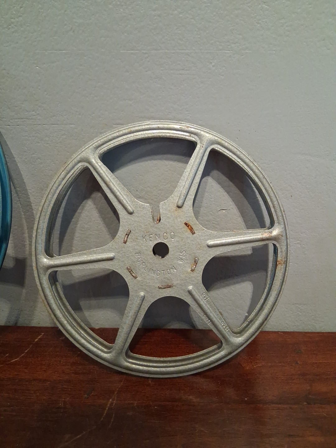 TWO VINTAGE METAL MOVIE REELS 1 COMPCO 1 KENCO USED CONDITION