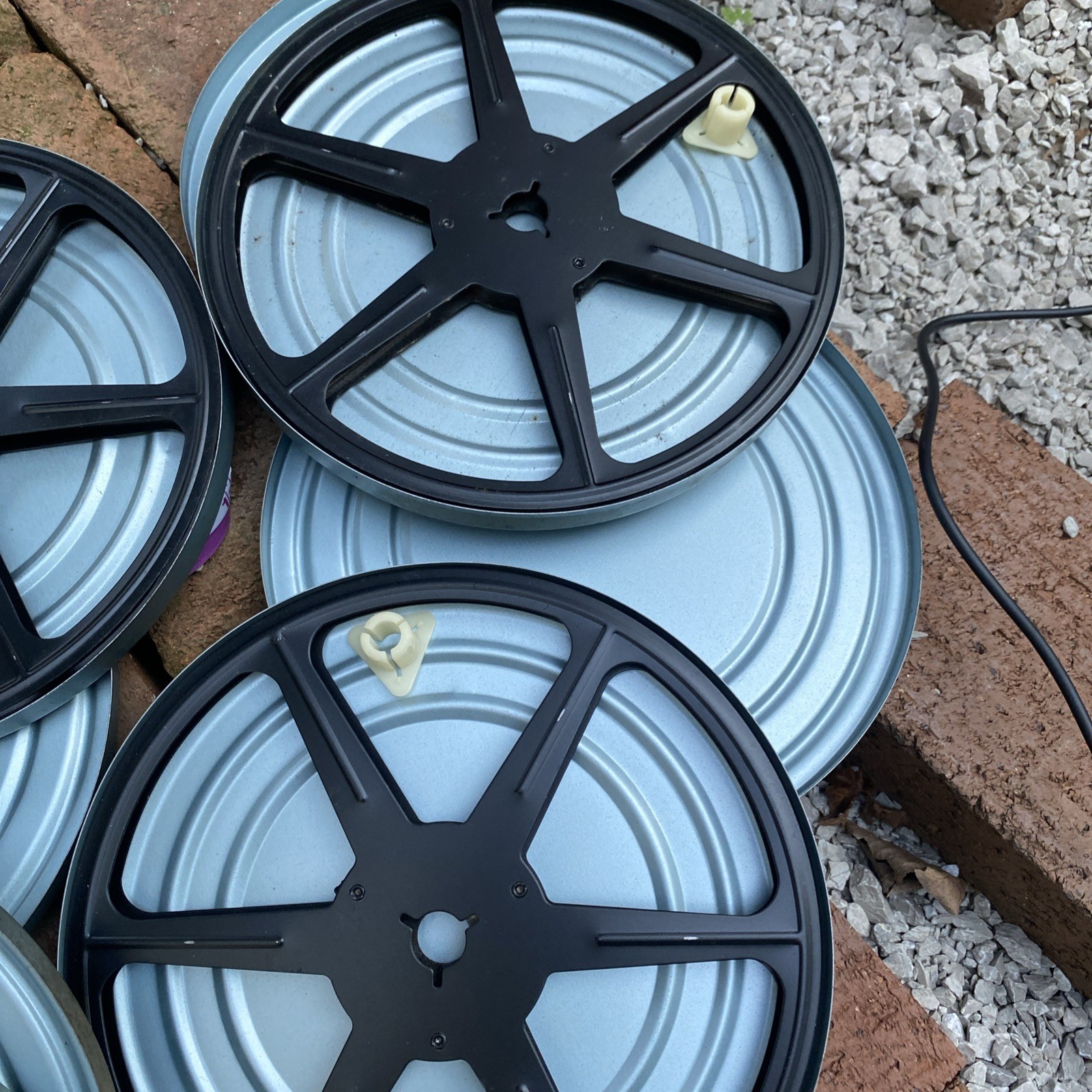 Lot Of 6 Empty Metal 8 MM Film Reels With Canisters And Carrying Case
