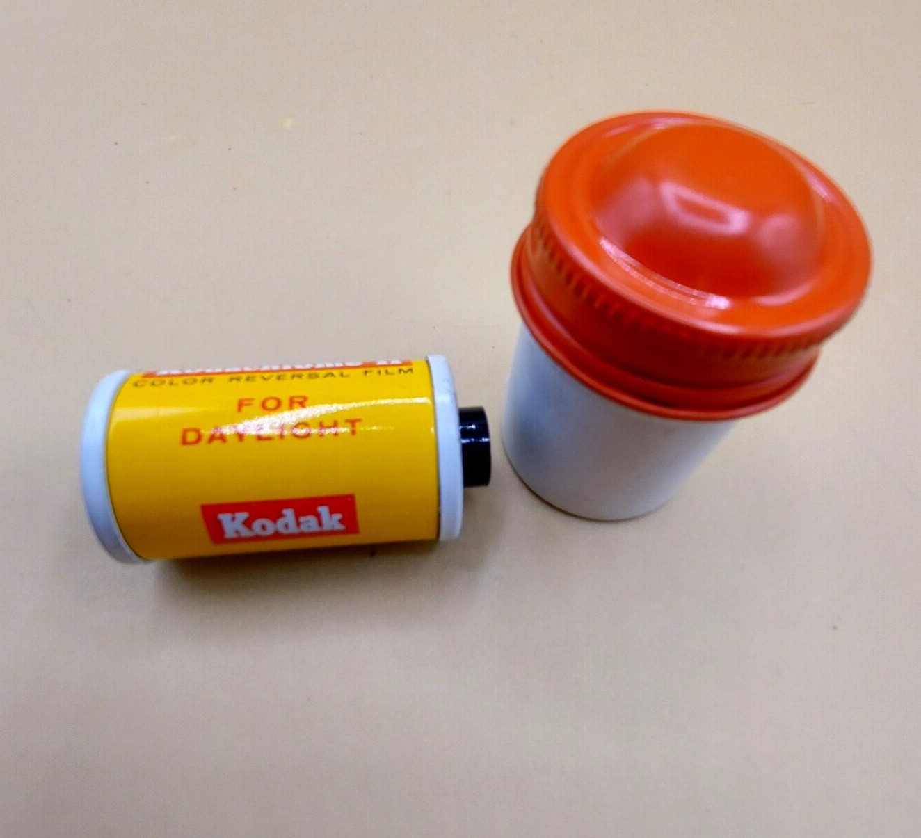Vintage KODAK Metal Film Tin Orange Top, White Bottom 135-20 film