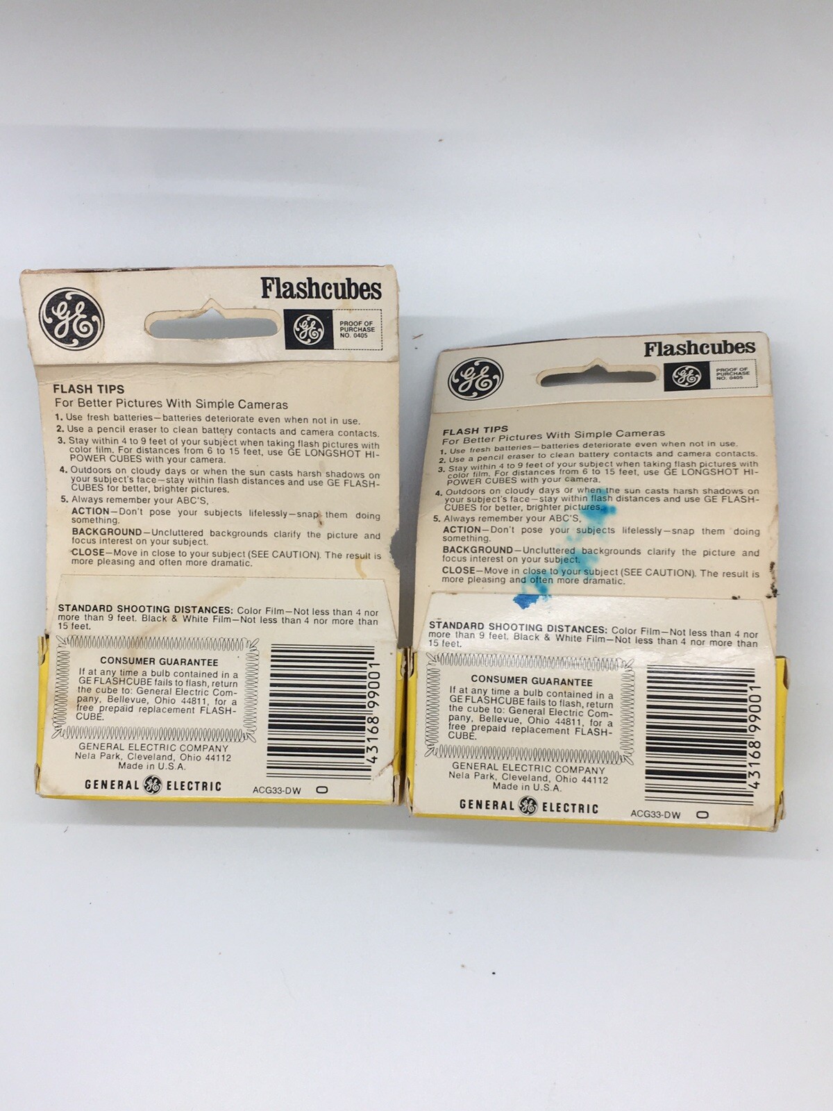 2x Vintage GE Flashcubes Original Box Set Of 6 Cubes 24 Flashes
