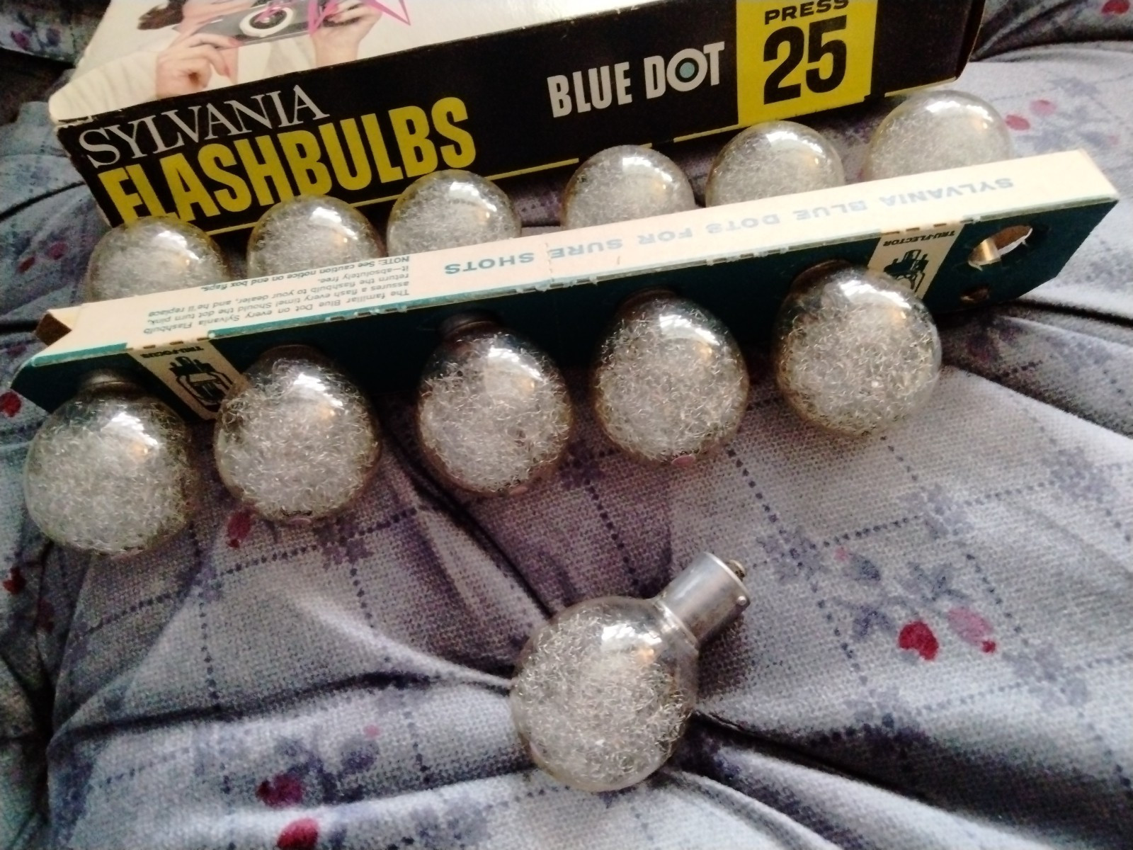 Vintage Flashbulbs Sylvania Blue Dot Box Of 12 “Press 25” Unused w/Original Box