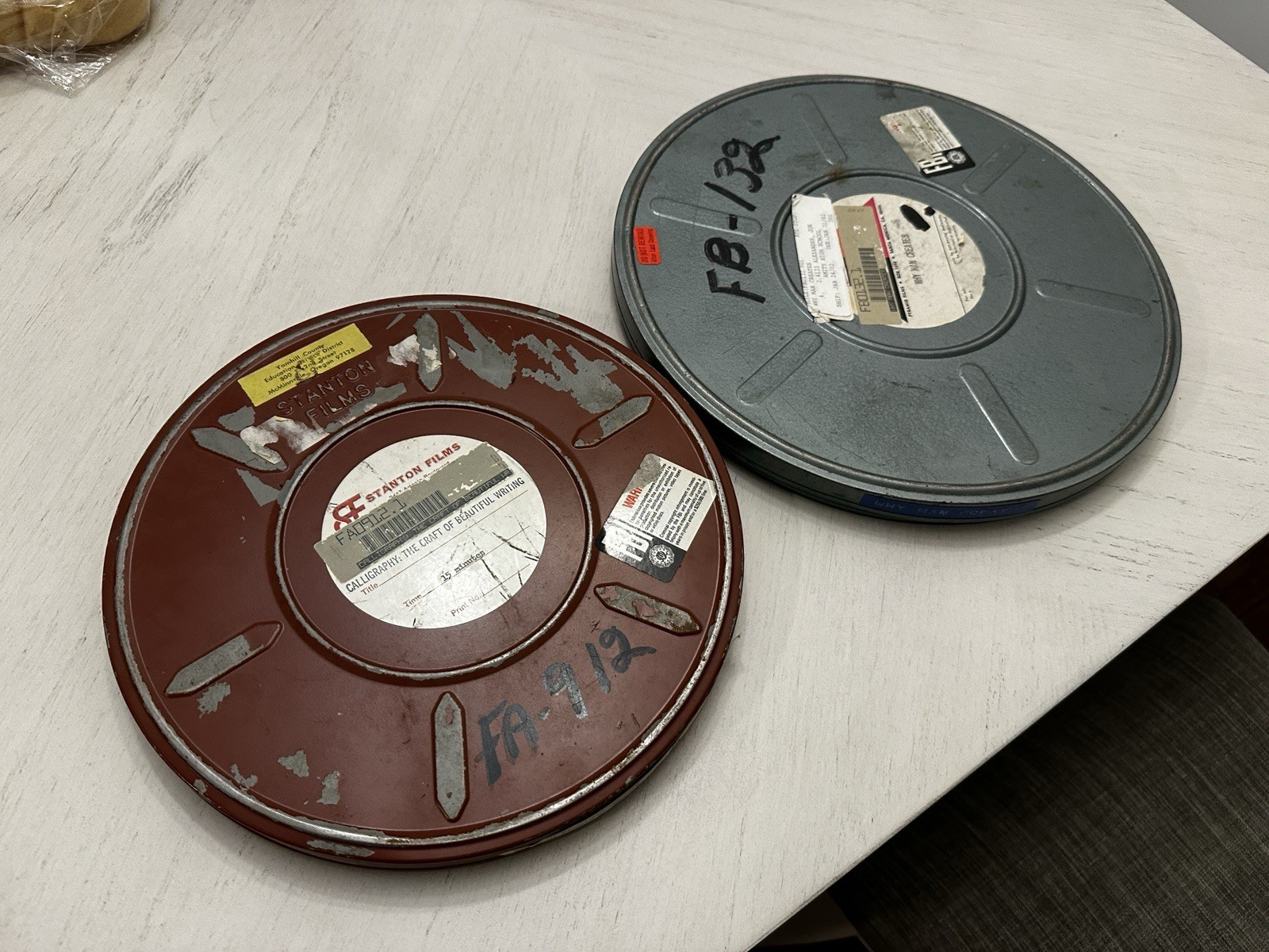 2 Vintage Empty Movie Reel Tins