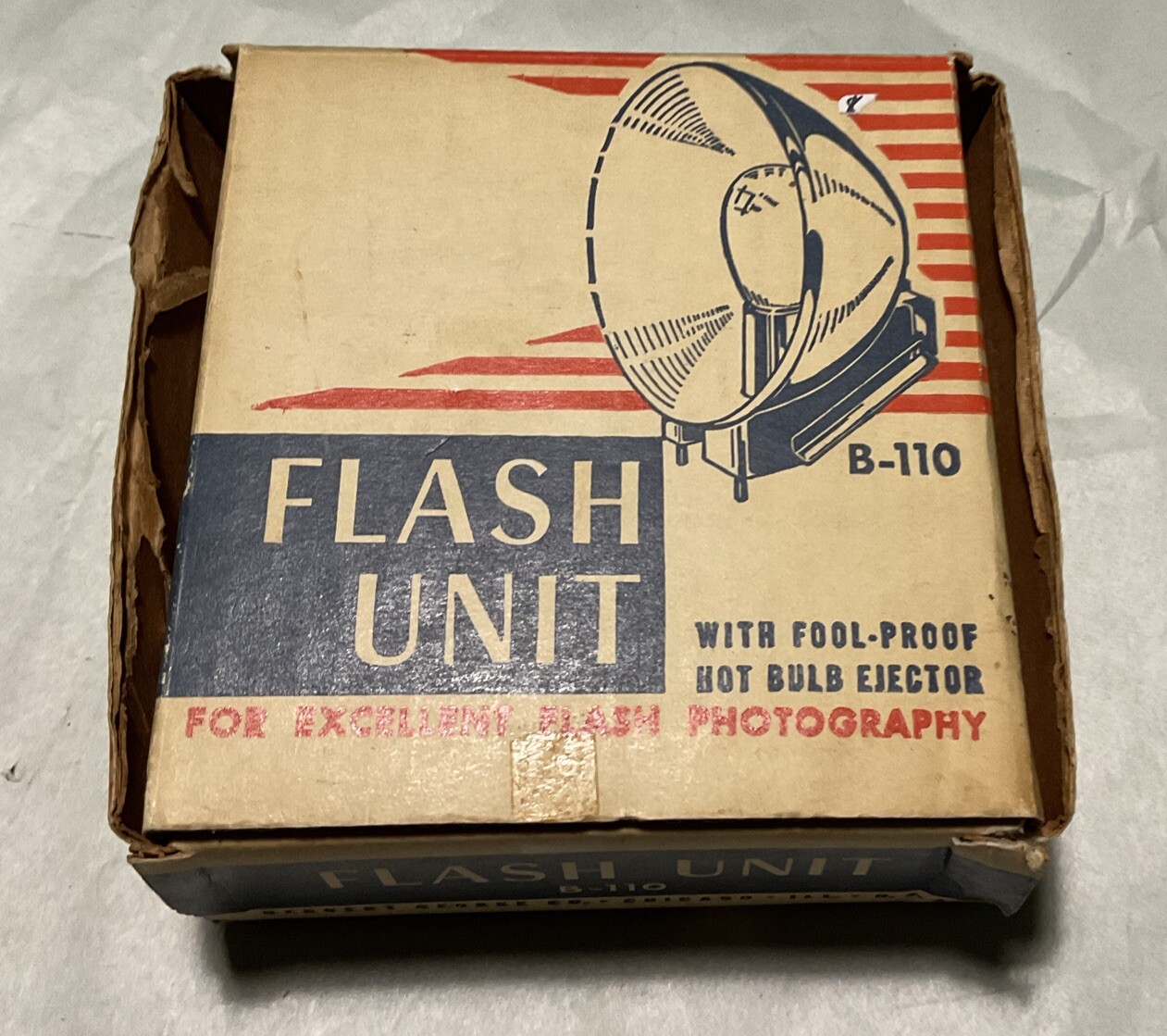 Vintage Flash Unit B-110 Reflector Original Box – No Bulb