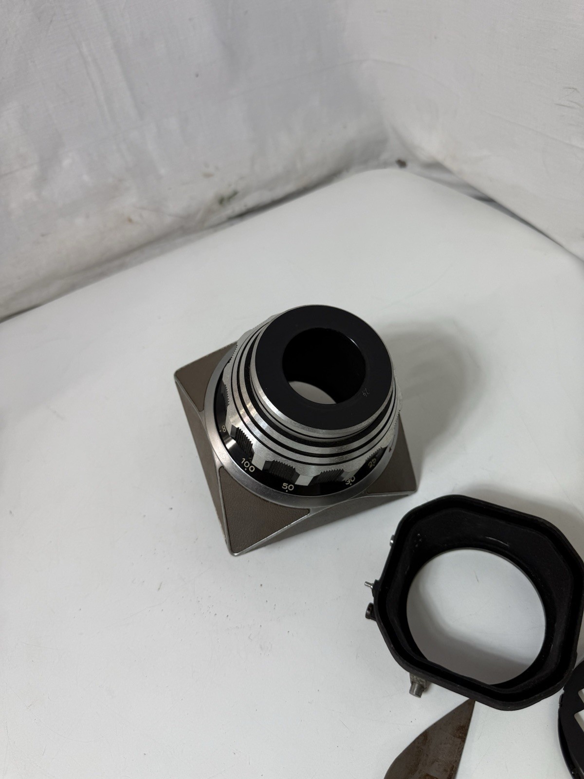 Vintage Linhof Technika Tan Multifocal Viewfinder w/ Mask & Hood Accessories