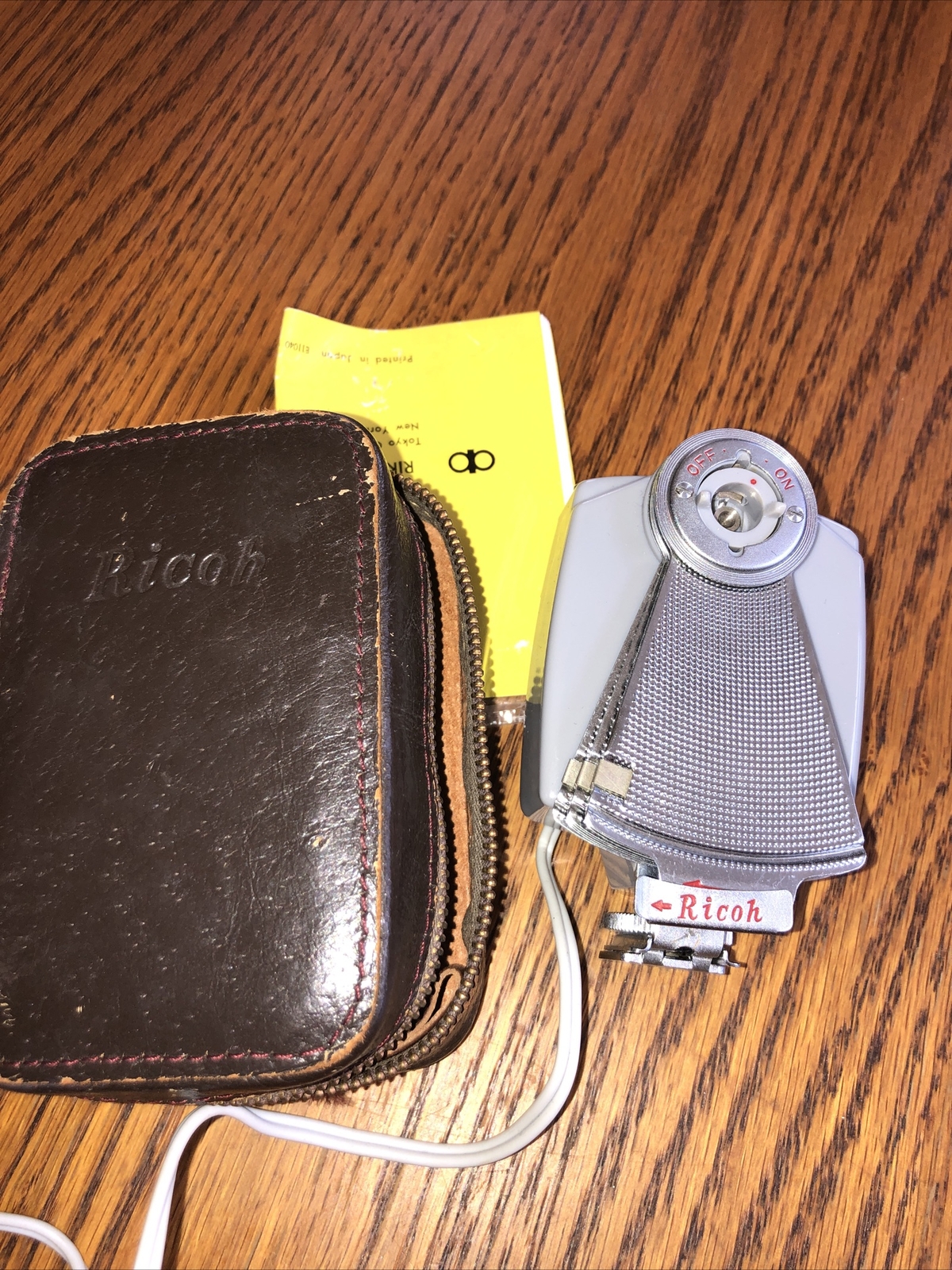Vintage Ricoh Flash BC-605 With Leather Case, Instruction Booklet