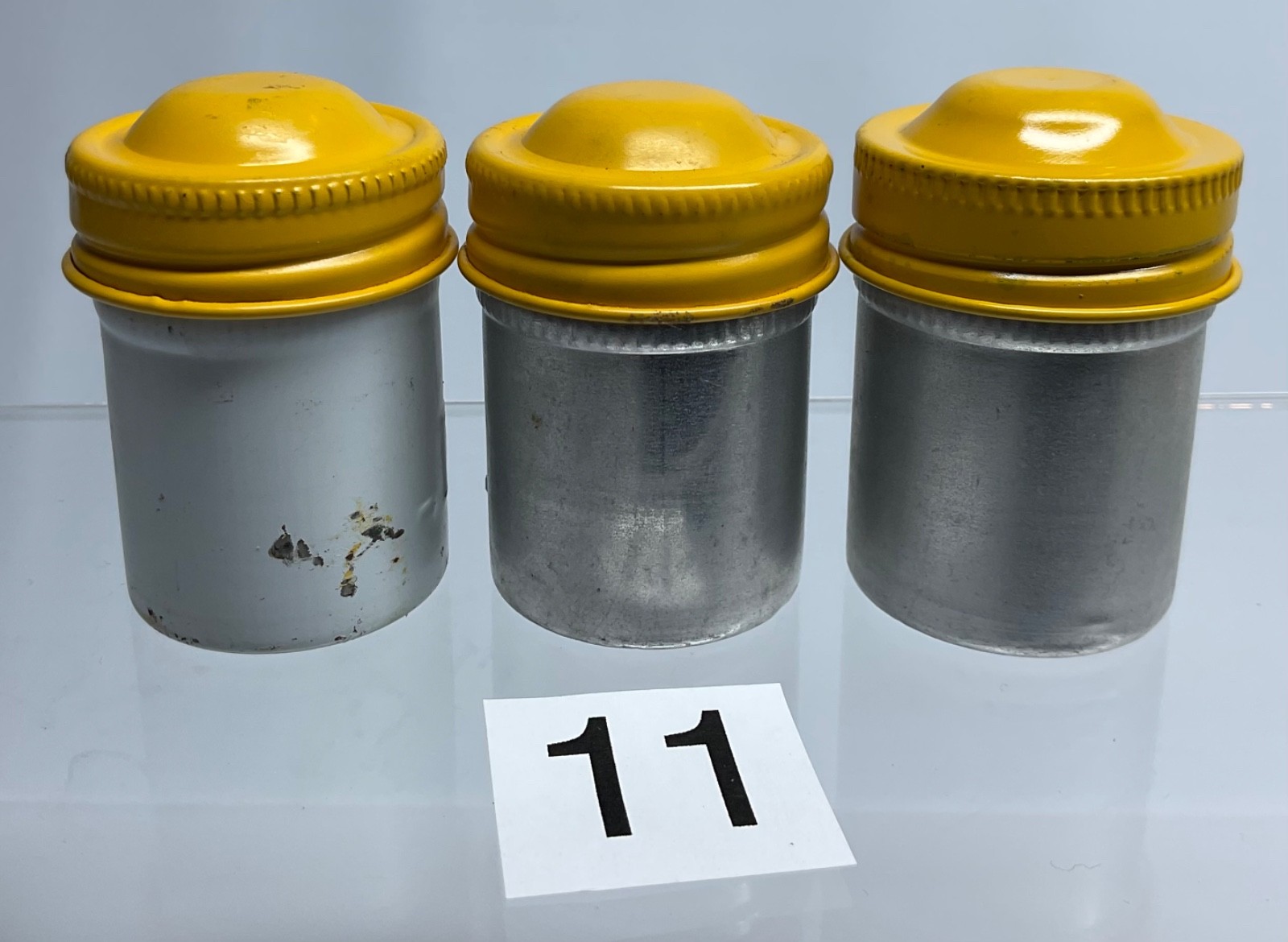 3 VTG Lot Kodak 35mm Film Roll Embossed Container Metal Tin Can Canister yellow