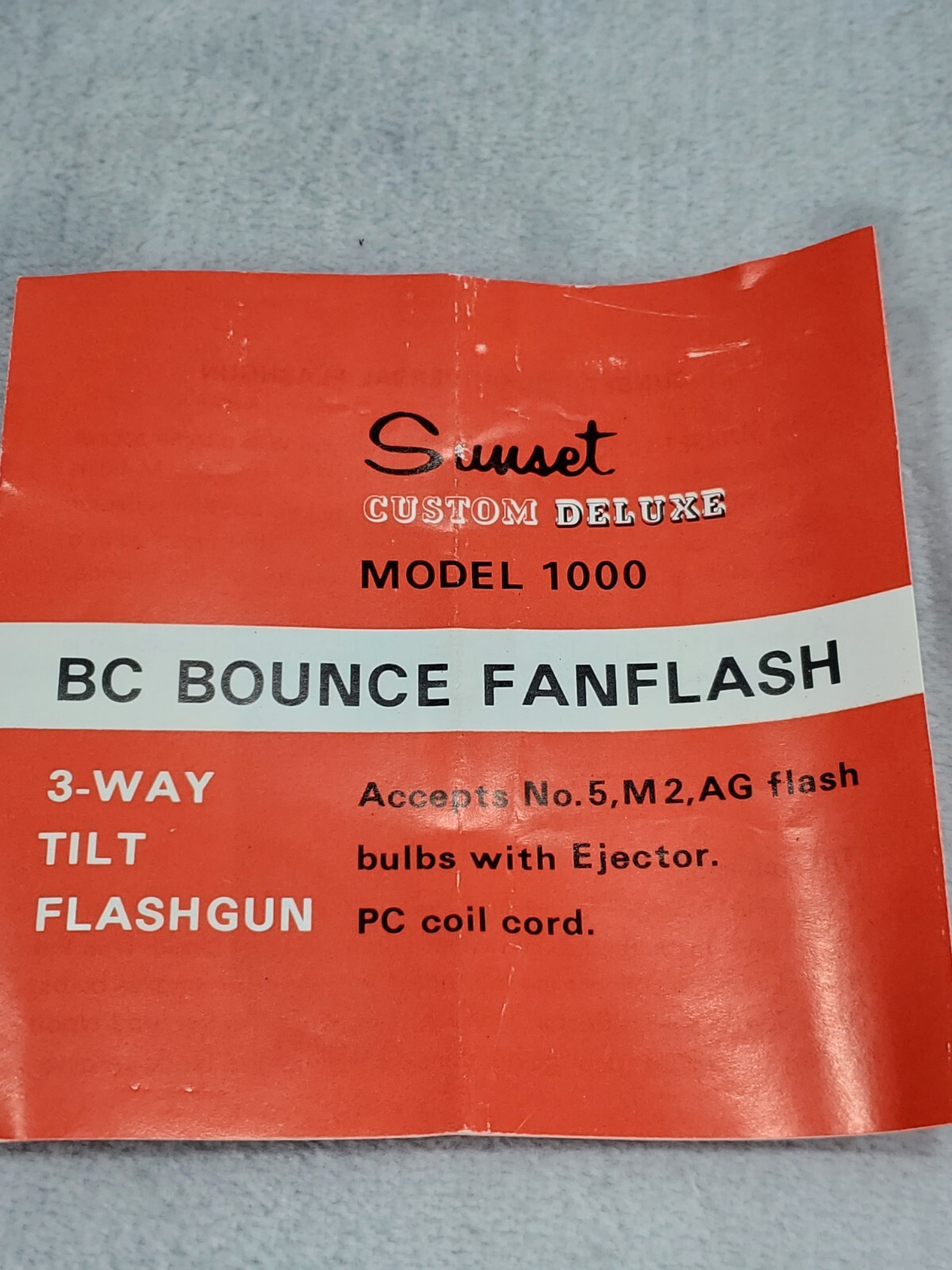 Vintage Sunset BC Bounce Fanflash Model 1000 Collectible Photography Light NOS