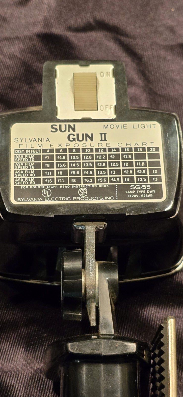 SYLVANIA Vintage Sun Gun II Movie Camera Light Model SG-55 with Original Box