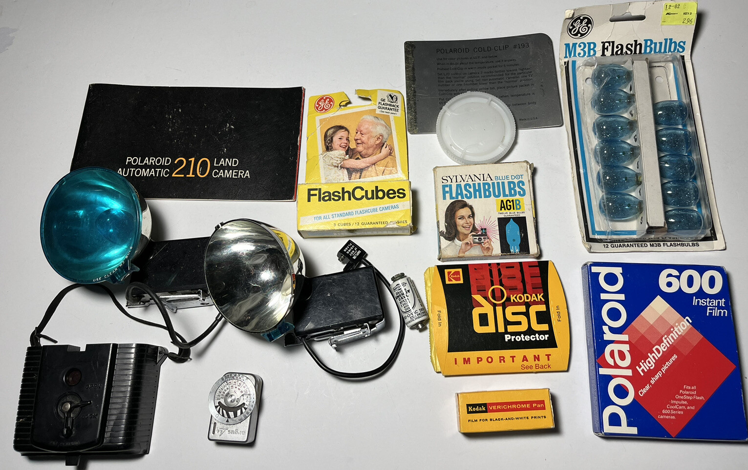 Vintage Photography Lot Props Film Flash Bulbs Brownie Camera Front Plate