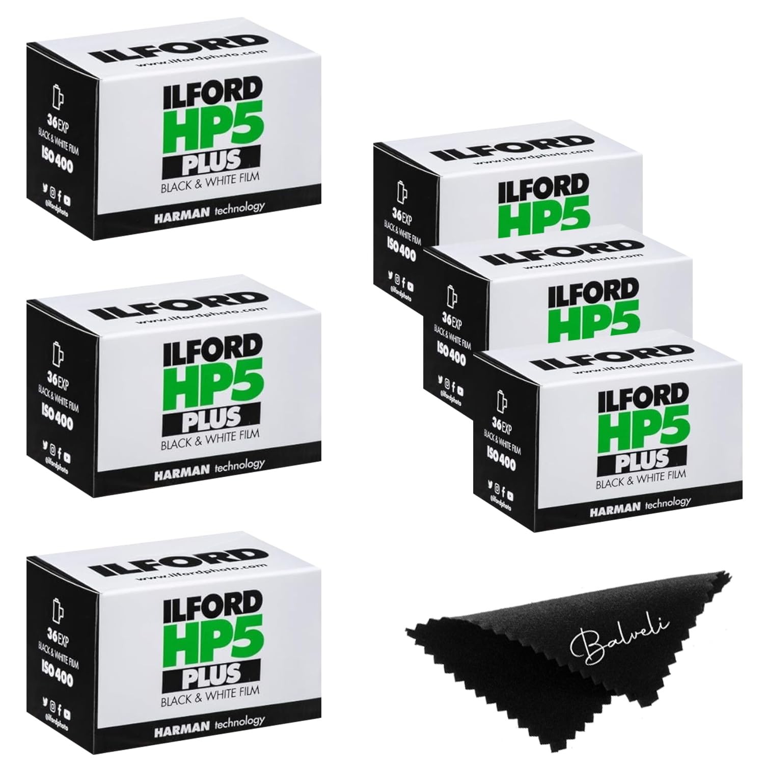 Ilford HP5 Plus 400 Black and White 35mm, 36 Exposures, 6 Rolls-Cloth-35mm Ro…