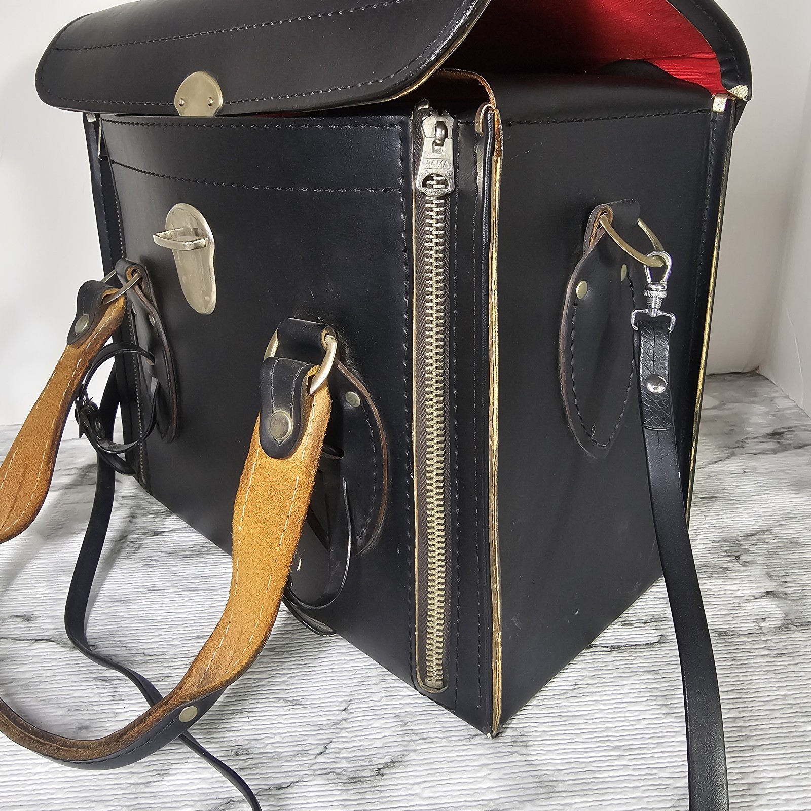 Vintage Kali-Bag Black Leather Camera Bag Large Kalimar Made in Japan