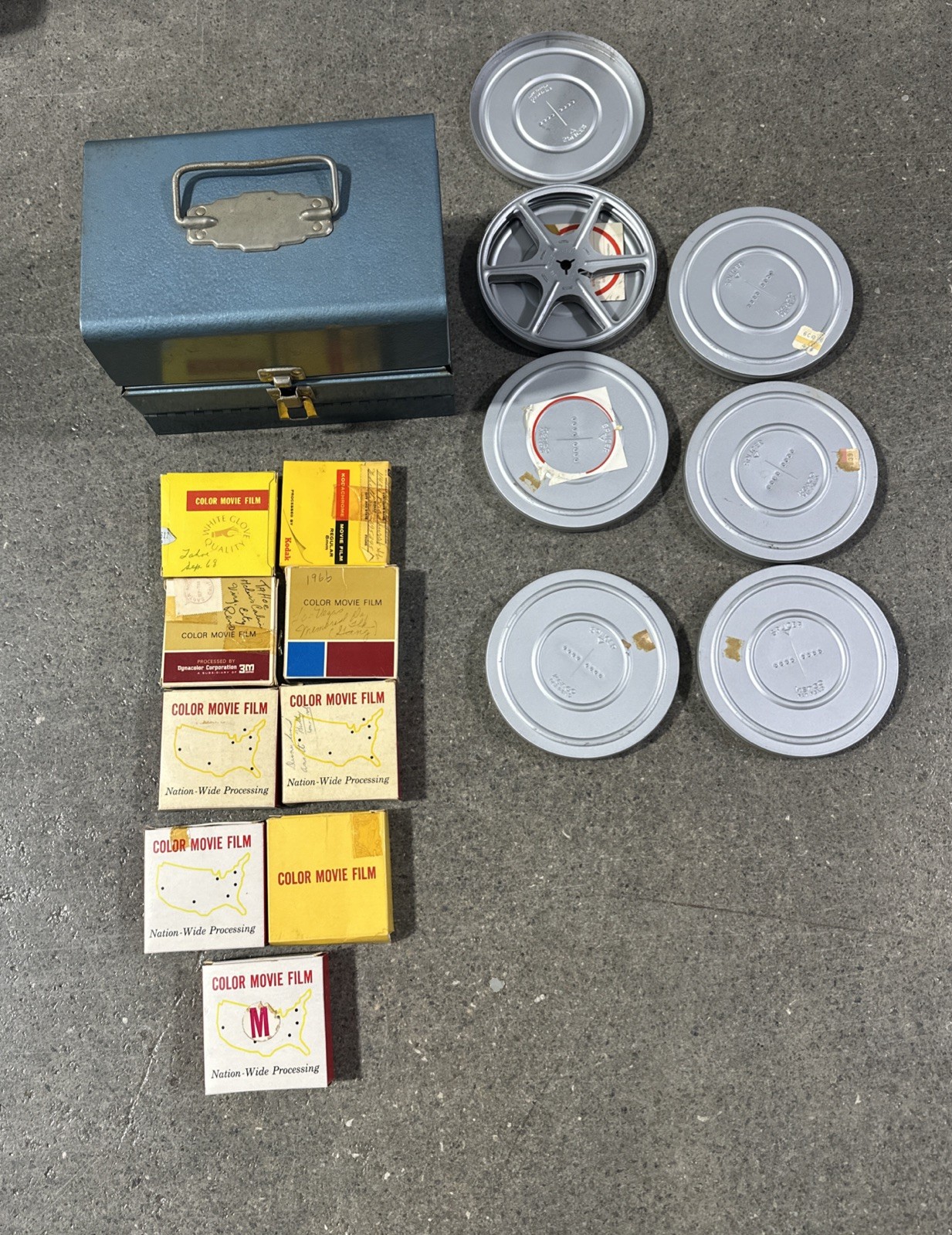 VTG Logan Deluxe Metal 8mm Film Chest 12 Slots Box Storage+6Reels & Cases+movies