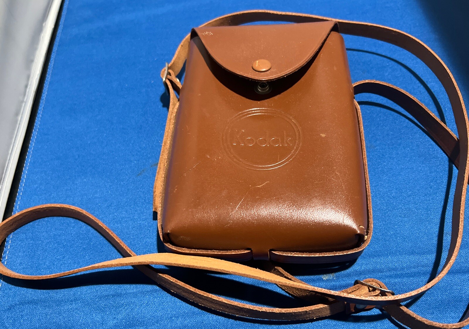 Vintage Kodak Snapback Brown Genuine Leather Camera Case With Strap Made In USA