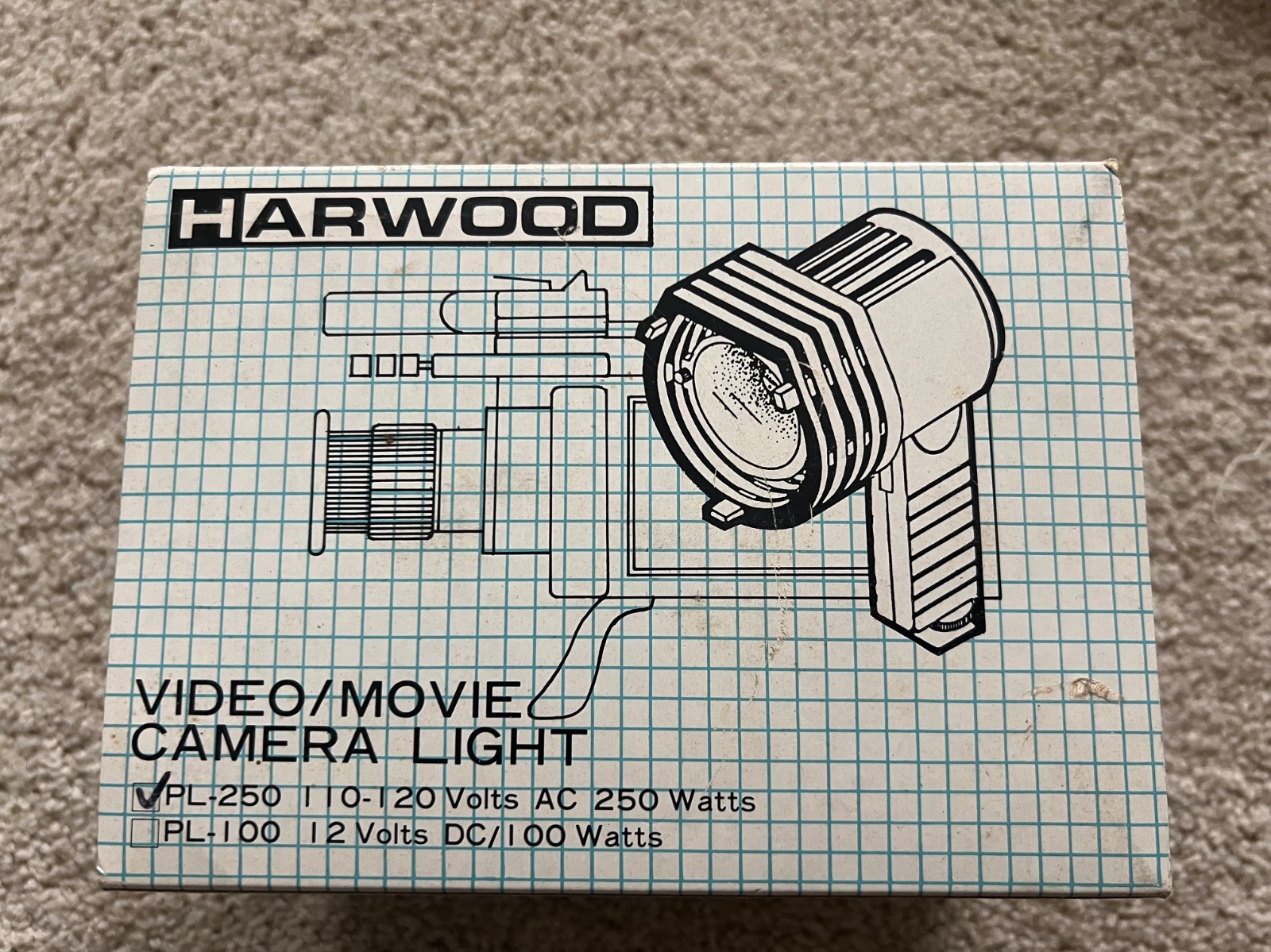 Harwood Video/Movie Camera Light PL-250 120V AC 250 Watts