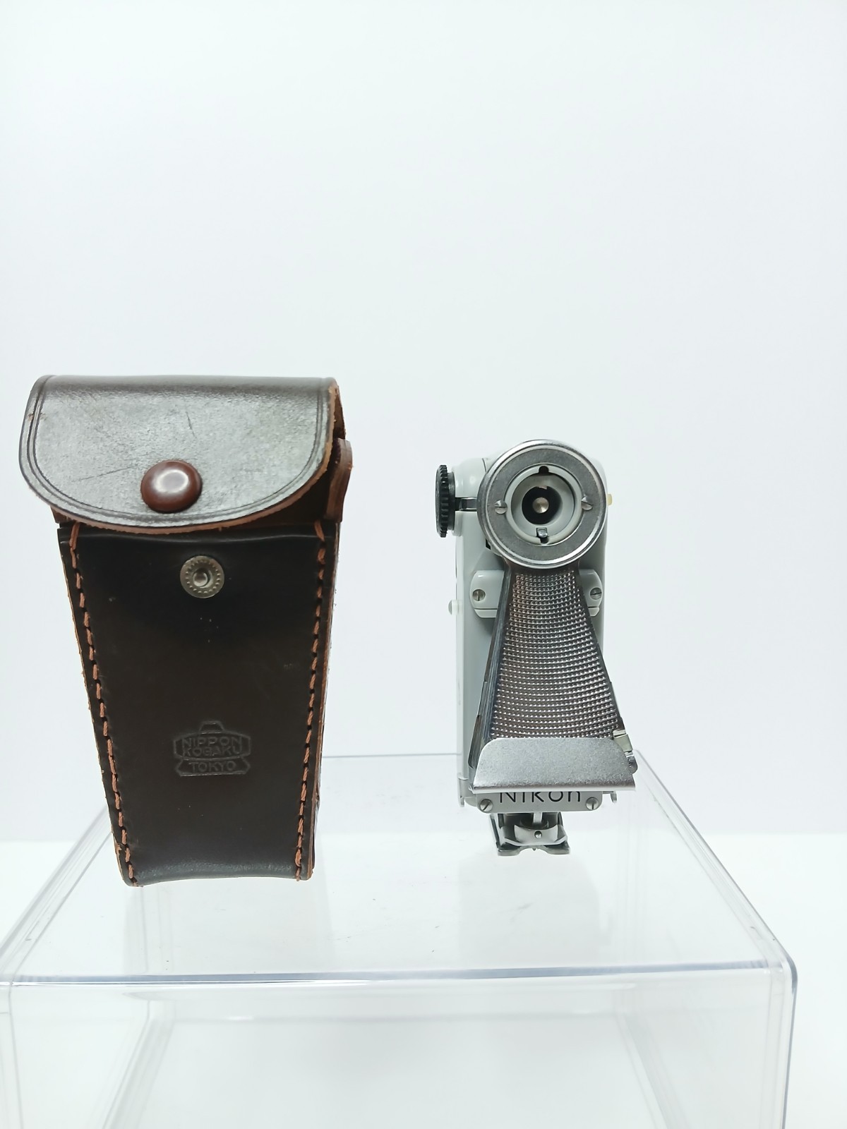 Vintage Nikon BC-5 Range Finder Folding Fan Flash Unit W/Original Leather Case