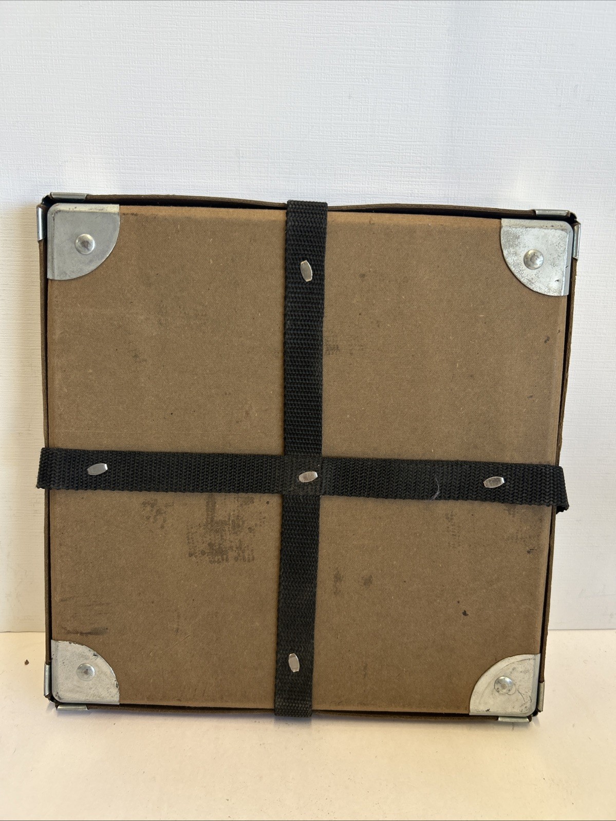 Vintage Film Reel Shipping Box Mid Century 16mm Fiberboard Strap 10” X 10”