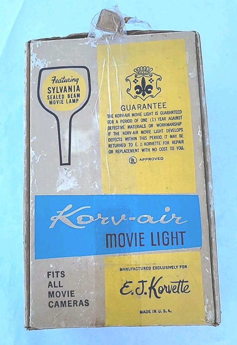 Korv-Air Movie Light Featuring Sylvania Sealed Beam Movie LAMP VINTAGE EJ KORVET