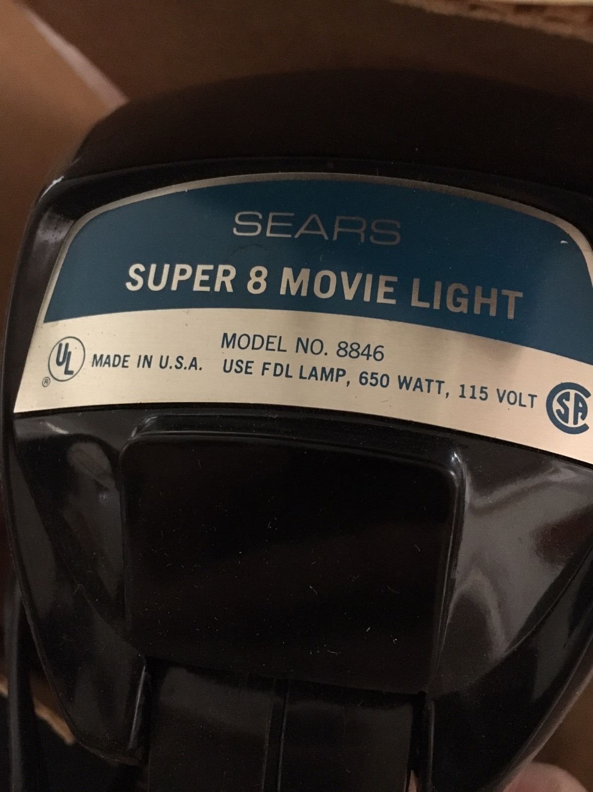 Sears Super 8 Sealed Beam Movie Light – 650 Watts model 8846 – In Original Box