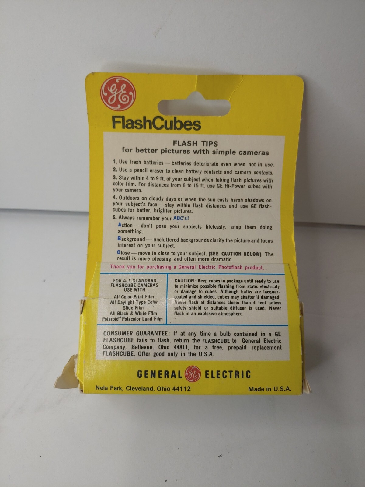 Vintage GE Flash Cubes 3 Pack General Electric NEW OLD STOCK Made In USA