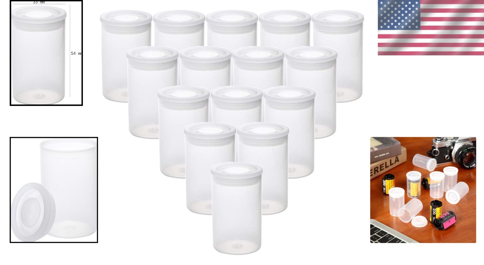Reusable Transparent Plastic Film Canisters – Perfect for Arts & Crafts Storage