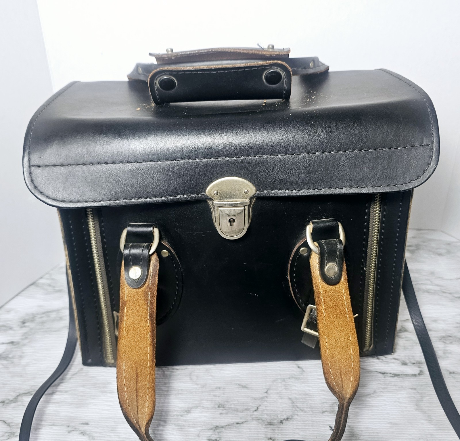 Vintage Kali-Bag Black Leather Camera Bag Large Kalimar Made in Japan