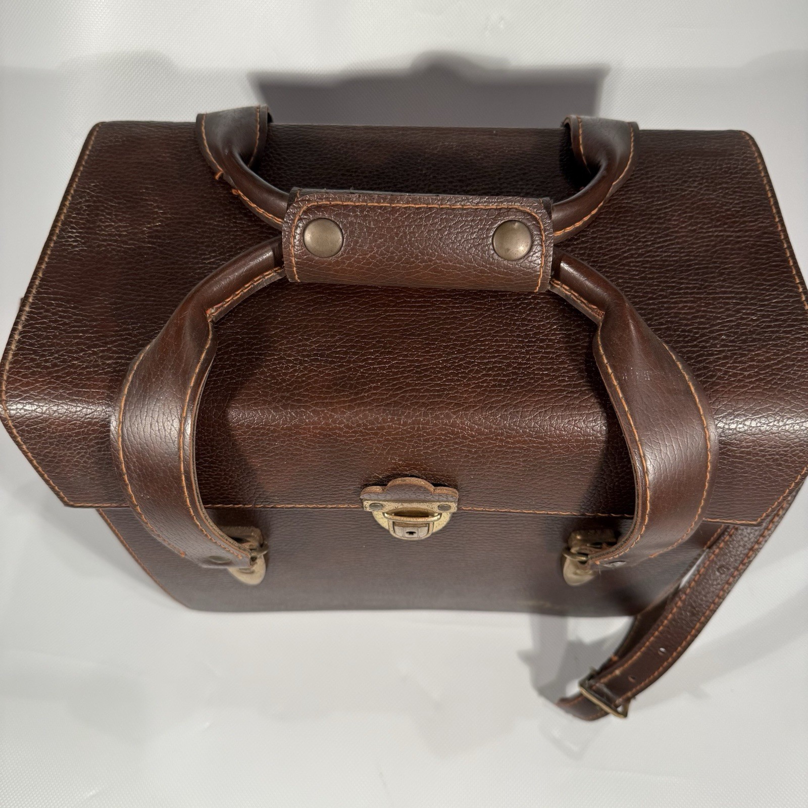 Vintage FOCAL Brown Leather Top & Front Opening Camera Case w/ KEY & Strap