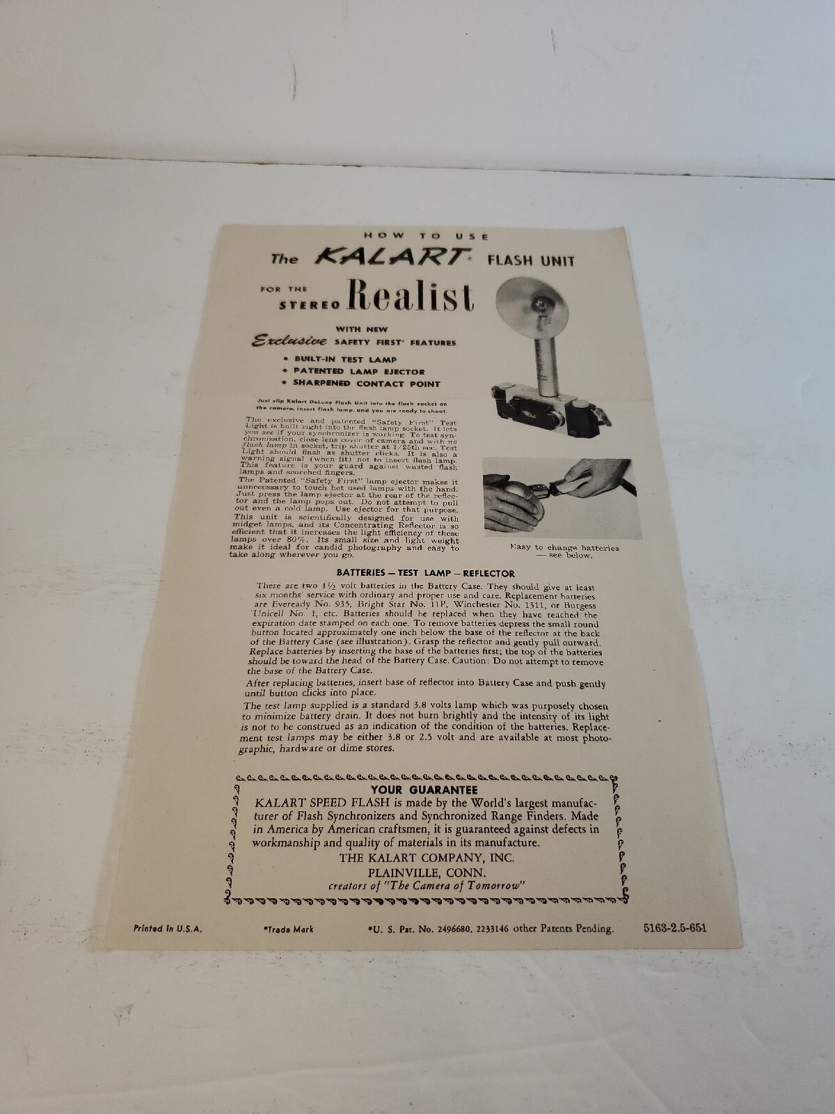 Vintage Kalart Super Speed Flash Use Instructions Stereo Realist